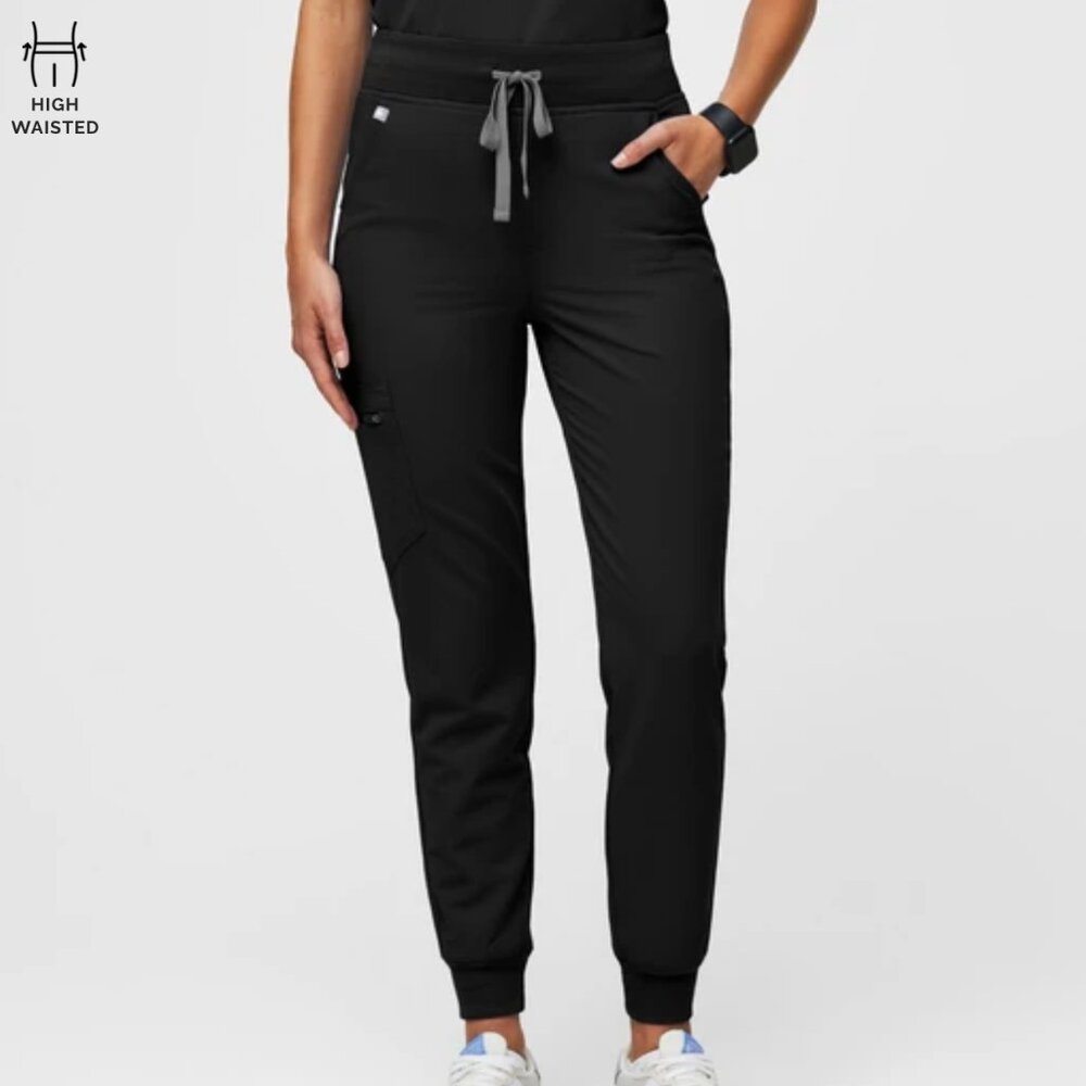 Figs High Waisted Zamora Jogger Scrub Pants - XS petite - black